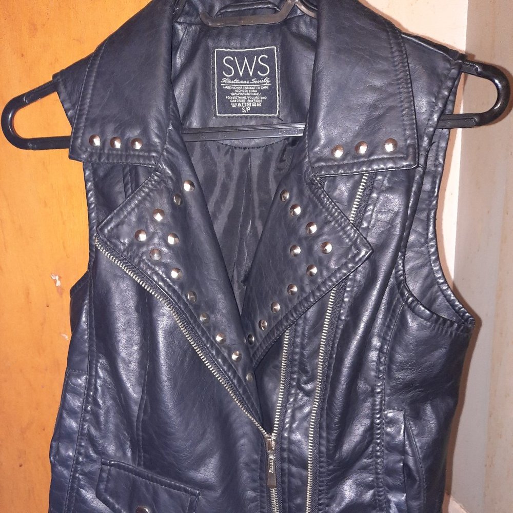 Black (faux leather) biker-style vest
